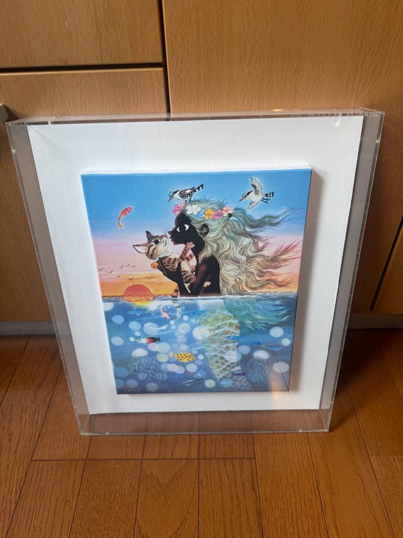 け*ん様 藤城清治「夕日の中の愛の奇蹟」キャンバスジクレー 直筆サイン 版画 絵