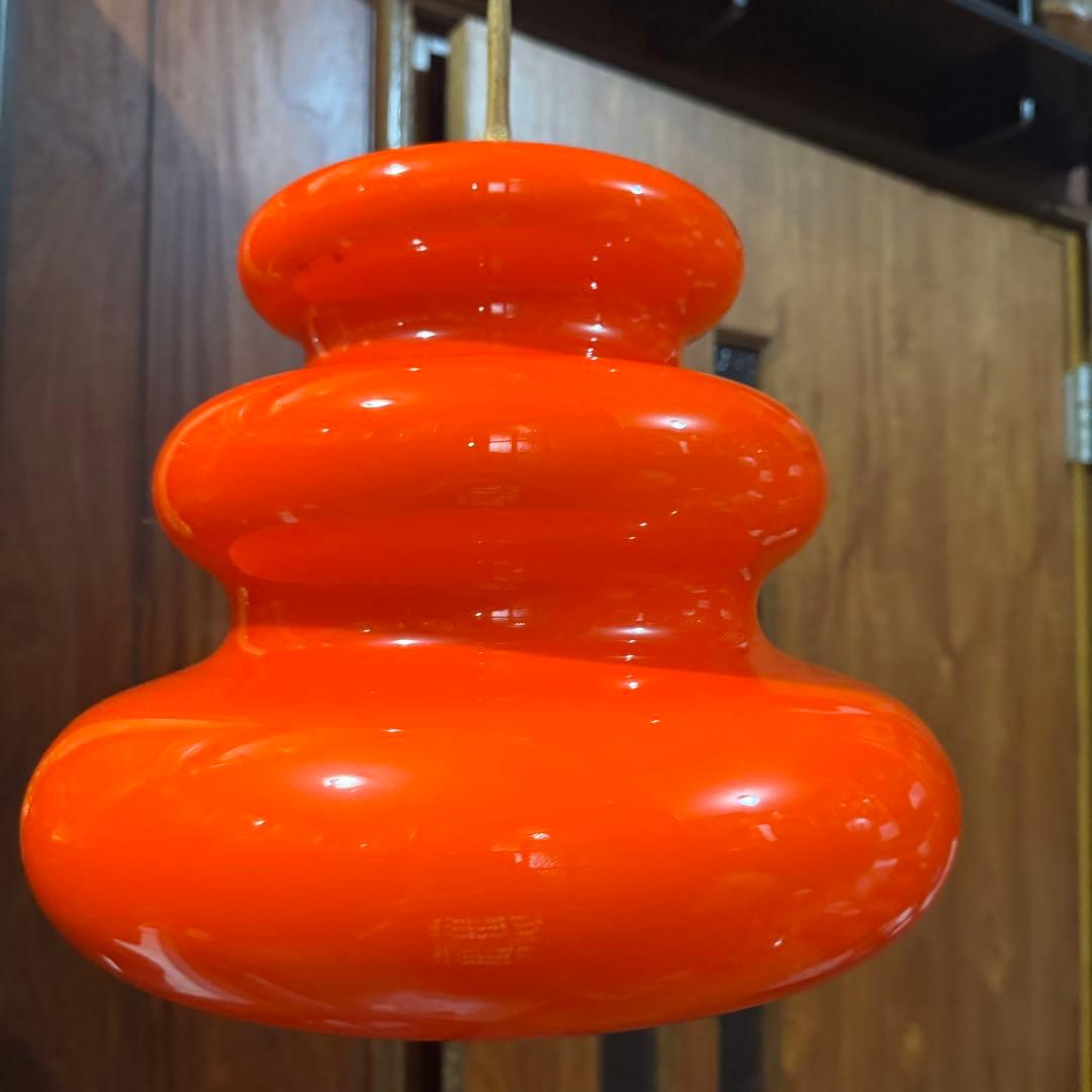 昭和レトロ　ガラス製　ペンダントランプ　天井照明　レトロポップ　　吊り下げ