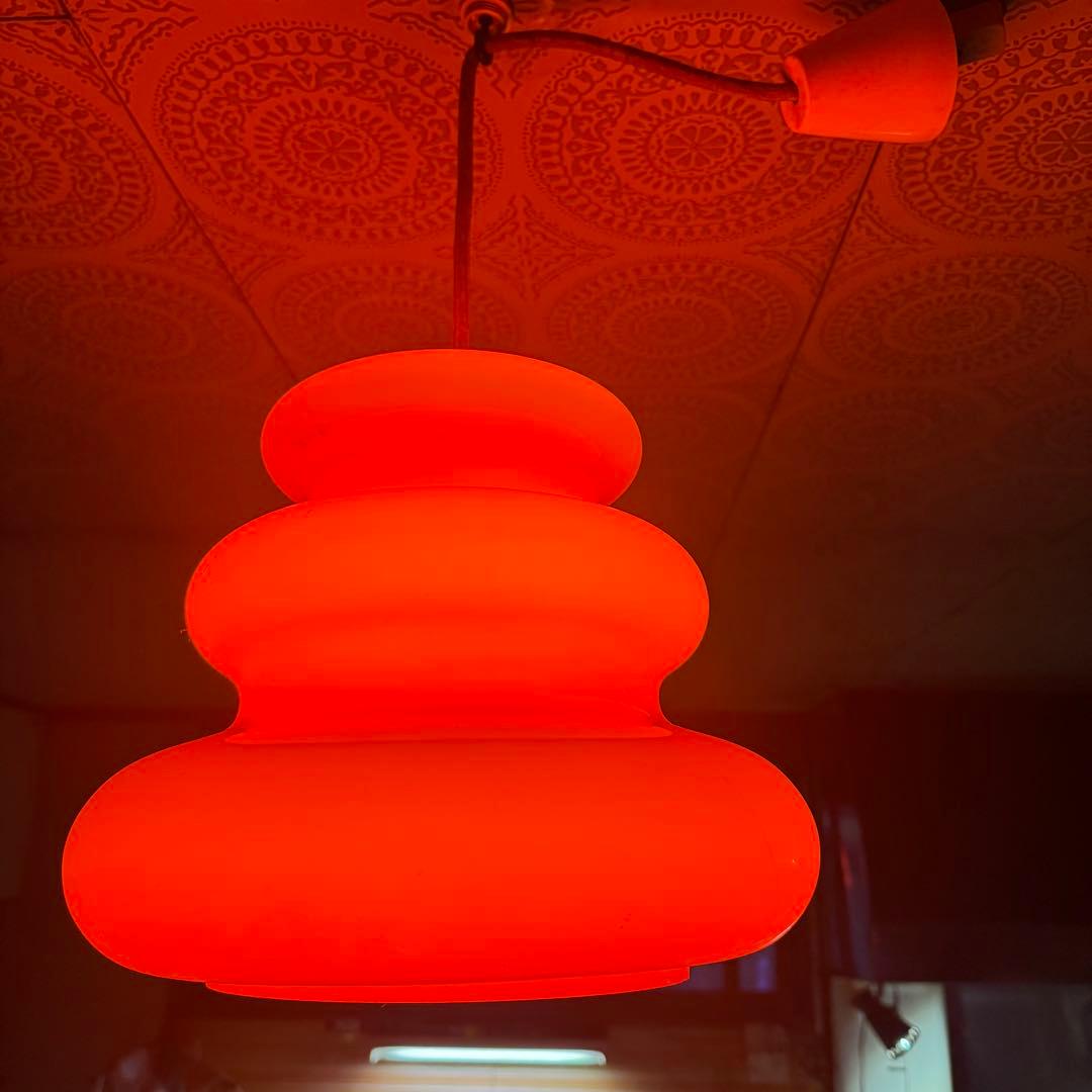 昭和レトロ　ガラス製　ペンダントランプ　天井照明　レトロポップ　　吊り下げ