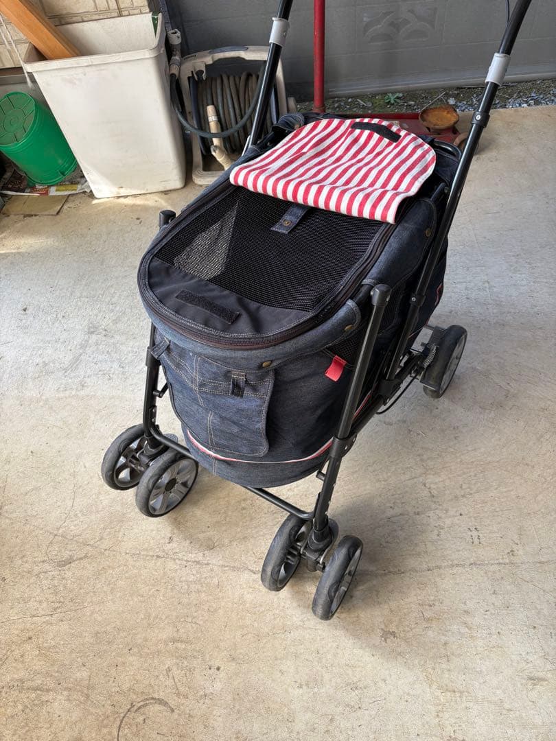 デニムブルー ペットカート メッシュ通気性