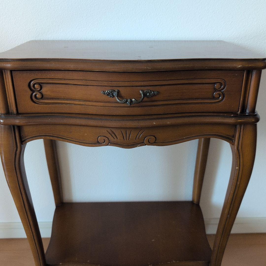 猫脚　クラシック木製サイドテーブル　コンソールテーブル　 引き出し付き