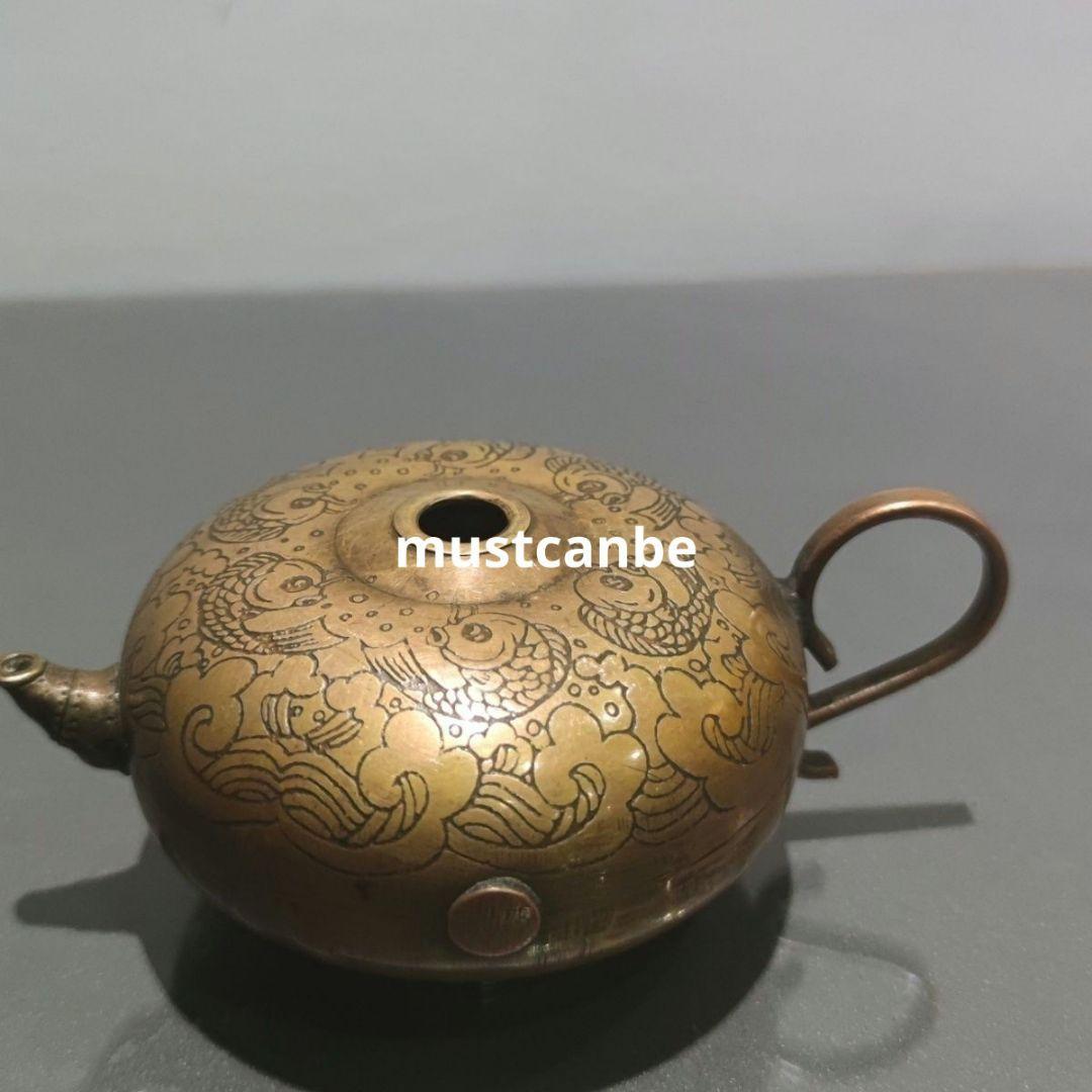 銅製 水注 墨壺 水滴壺 書道具 文房具 装飾品 工芸品 置物