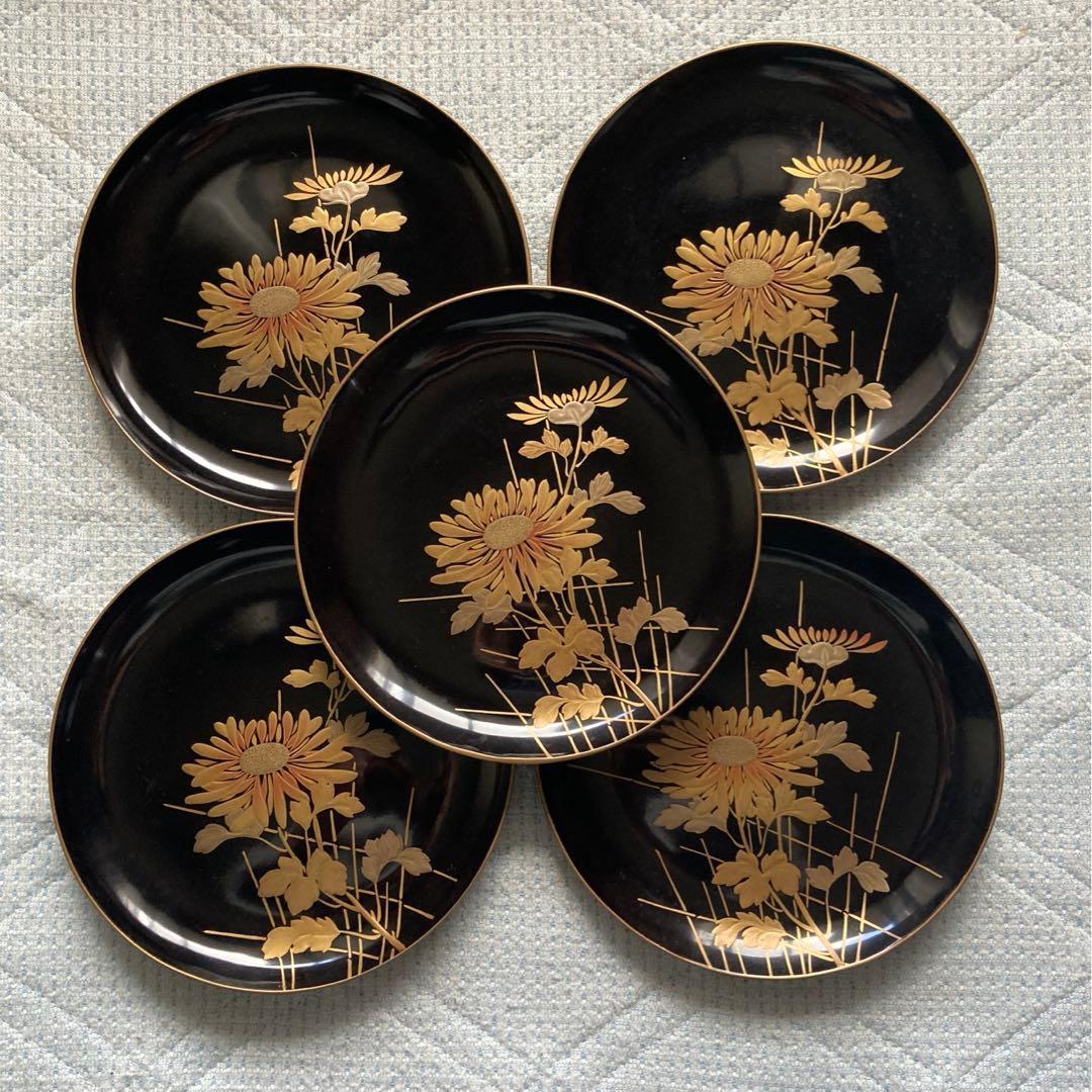 皿 塗り 木製 骨董品