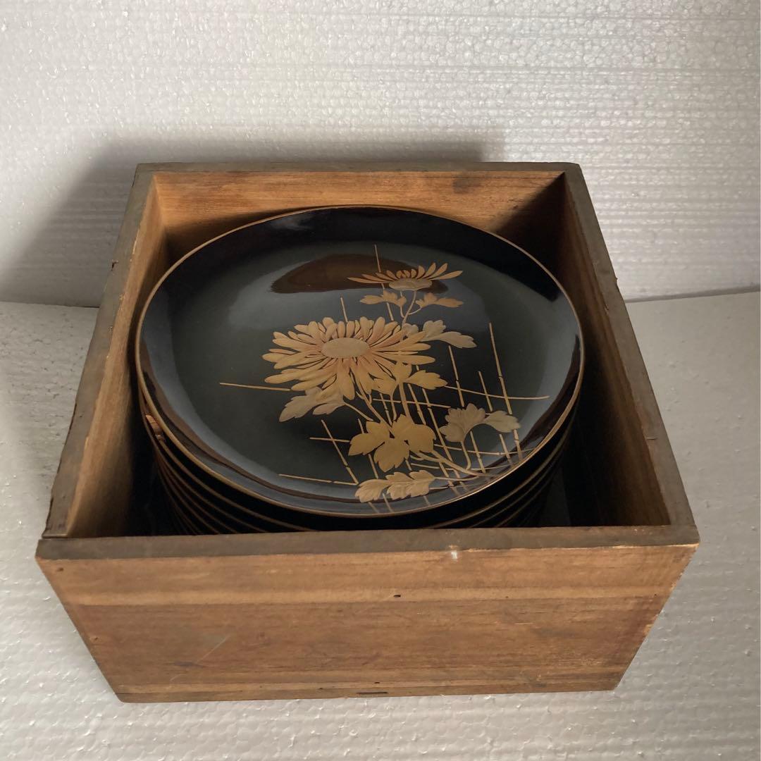 皿 塗り 木製 骨董品