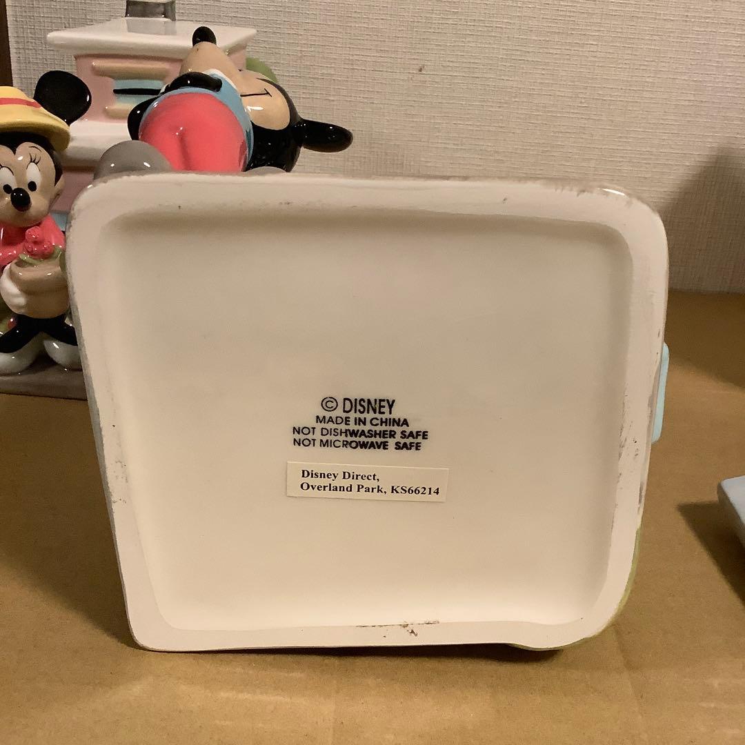 ディズニー　ミッキー・ミニー・グーフィー 陶器フィギュア　収納容器　小物入れ