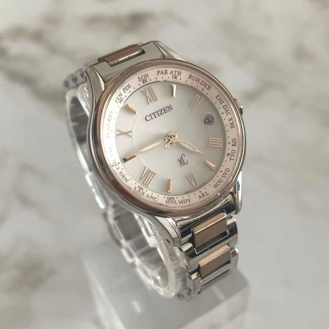 【動作確認済】シチズン◆Xc チタン ソーラー電波時計 エコドライブ 防水コマ有