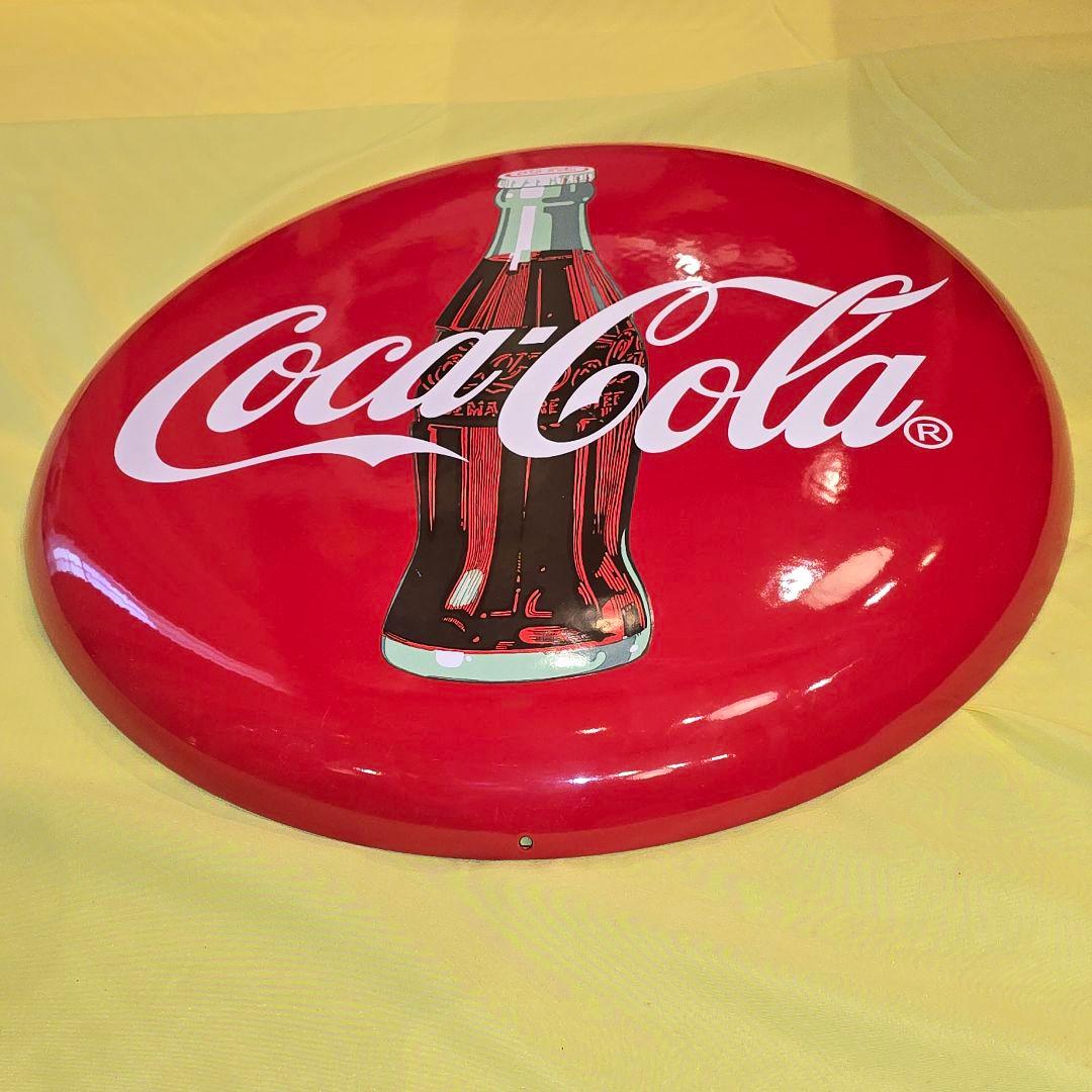 コカコーラ　美品　特大　ホーロー　看板　ボタンサイン　昭和レトロ　アンティーク