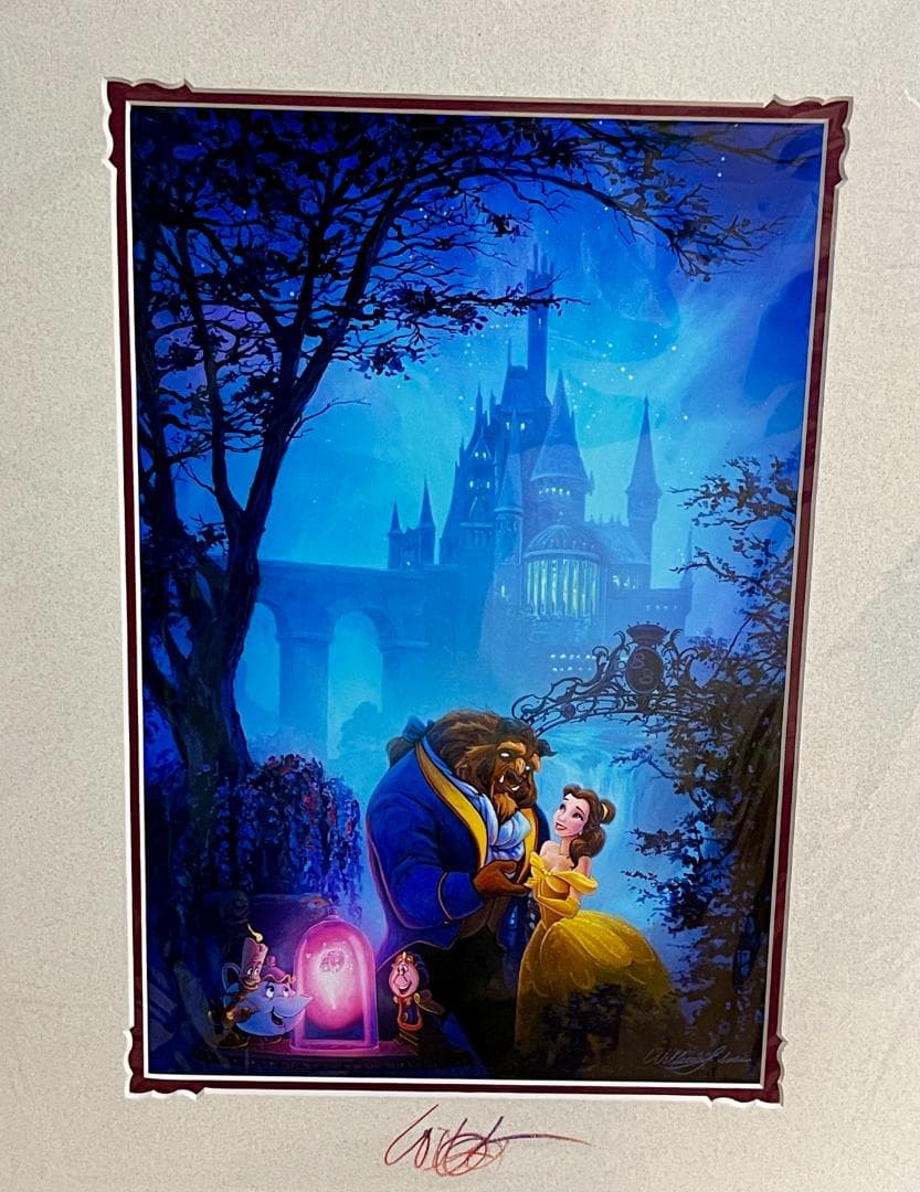 オフィシャル 美女と野獣 アート サイン入り ディズニー Disney 正規品