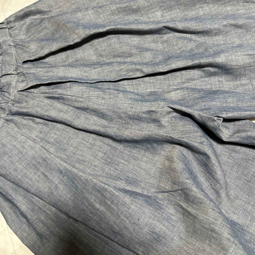 タグ付き　アピースオブライブラリー リネンシャンブレーキュロットパンツ