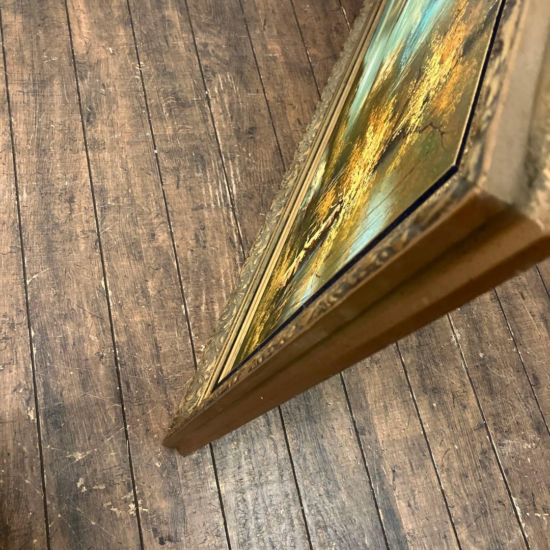 アンティーク 山水 紅葉 油彩画 油絵 風景画 金縁 絵画 オブジェ アート