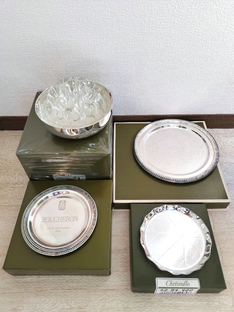 ゆゆ　クリストフル　フラワーベース　BOUCHERONプレートセット