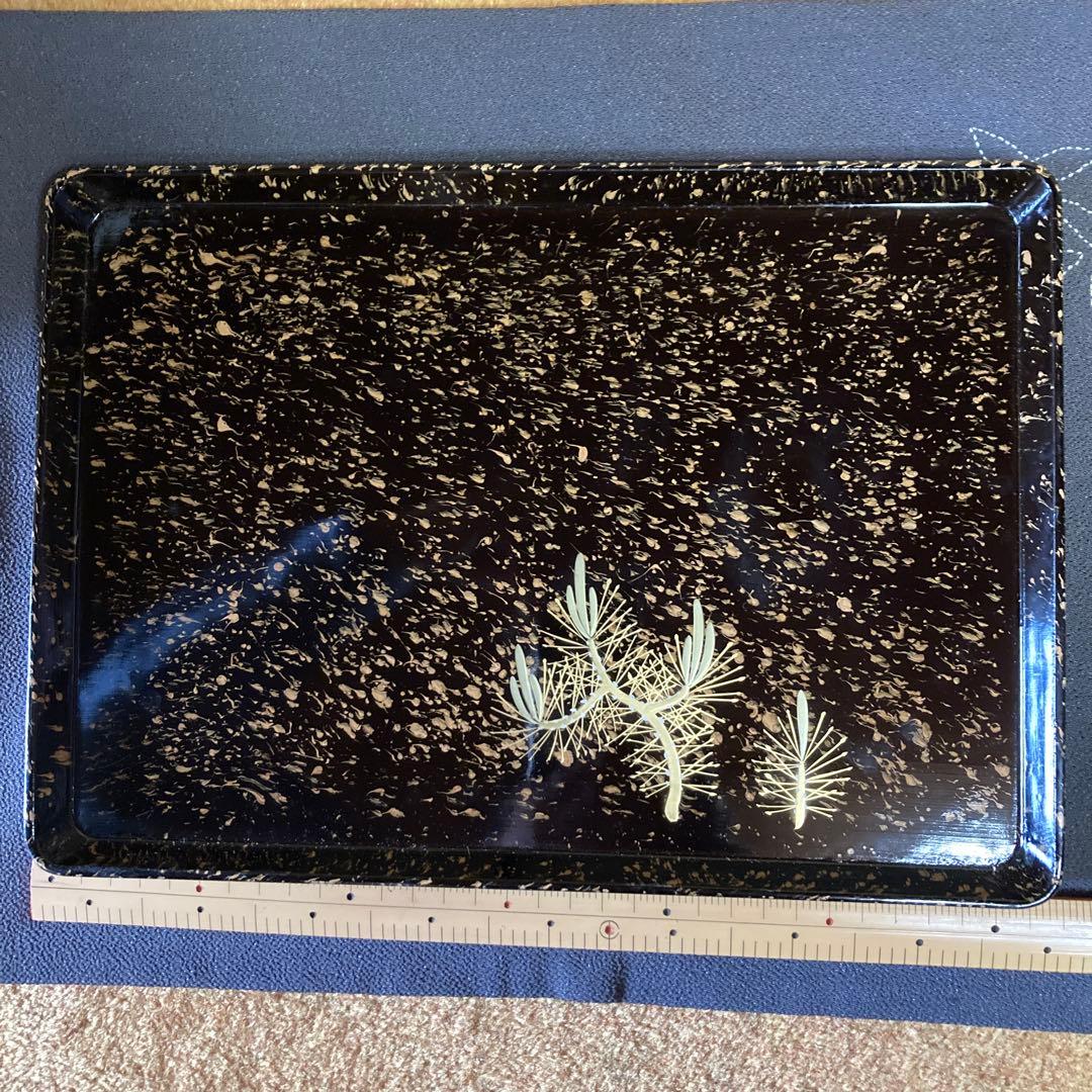 松葉柄　漆塗菓子器揃　ビロードに覆われた木箱入り5品9セット