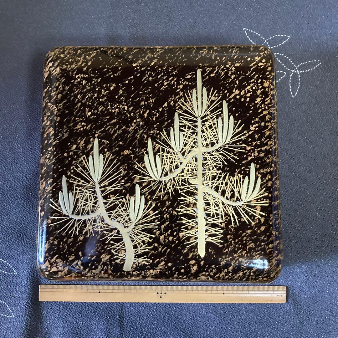 松葉柄　漆塗菓子器揃　ビロードに覆われた木箱入り5品9セット