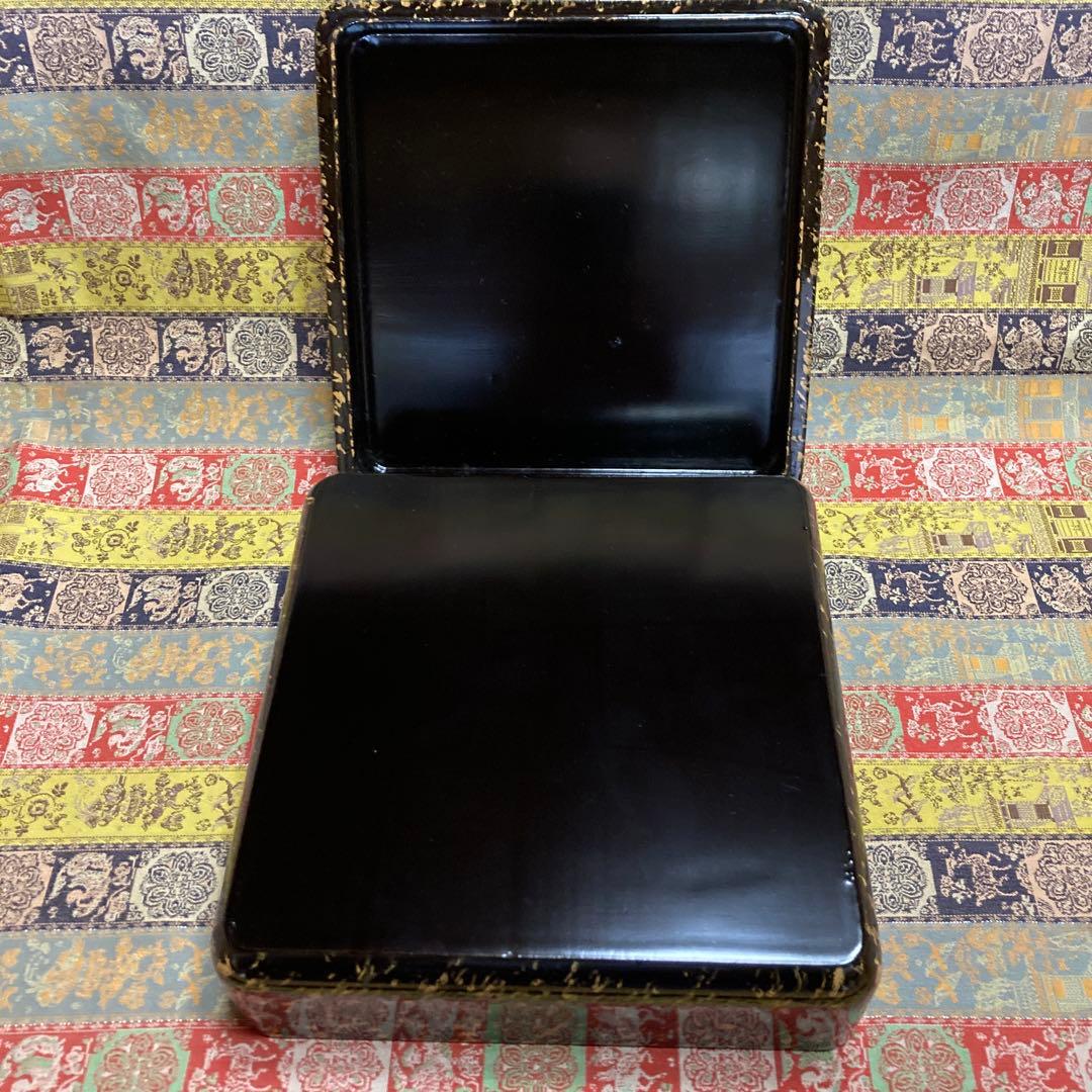 松葉柄　漆塗菓子器揃　ビロードに覆われた木箱入り5品9セット