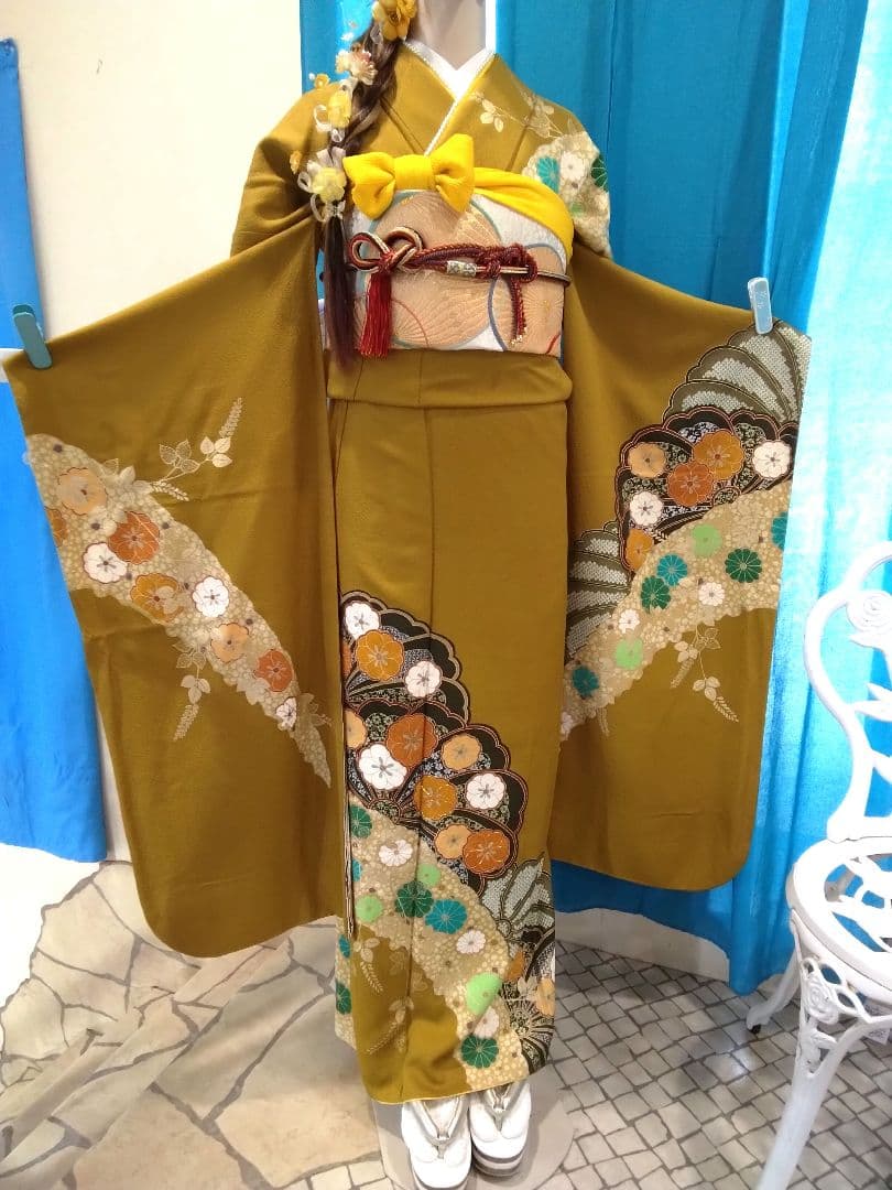 超お得】振袖フルセット、正絹、重ね衿帯揚げ帯締め、西陣袋帯、ガード加工