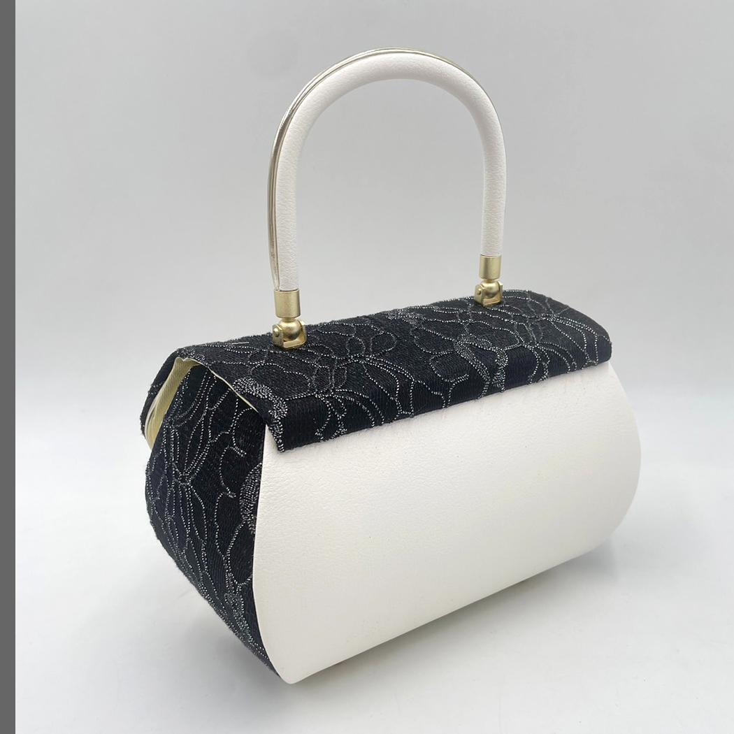 豪華ビーズパール刺繍　本格カブセ　振袖バッグ草履セット ブラック