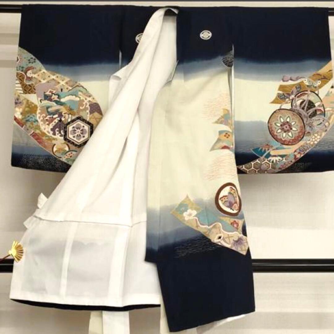 七五三男の子⭐︎5歳　のしめ　鷹　兜　暈し染め　⭐︎金彩⭐︎刺繍⭐︎完全フルセット銘品