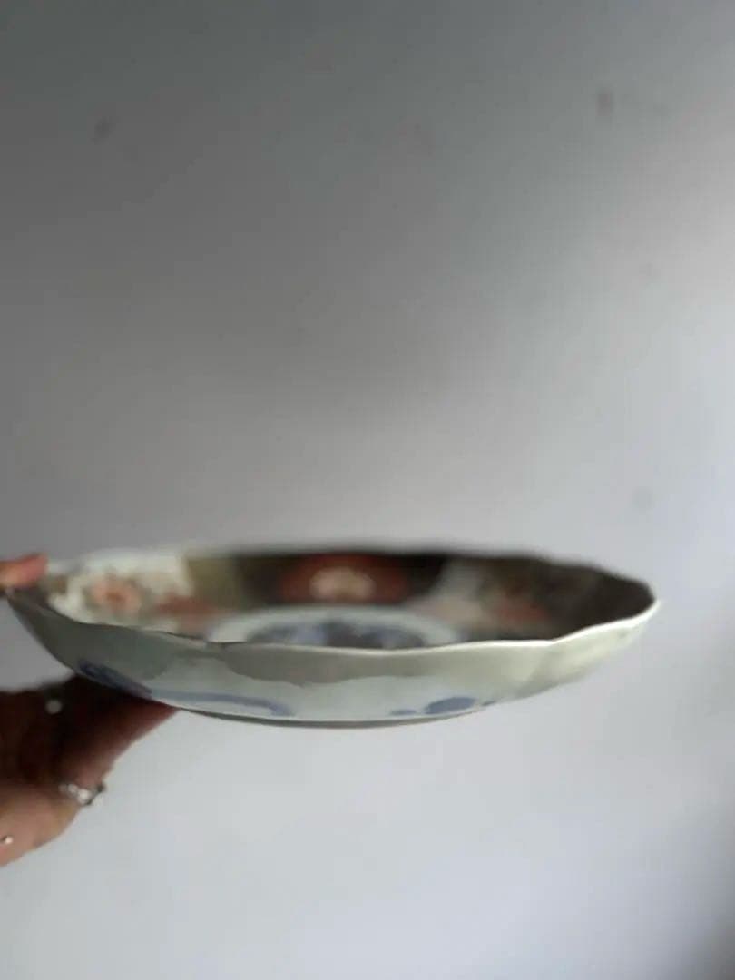 698 骨董 アンティーク 古伊万里 色絵金彩柘榴紋様9寸平皿 幕末