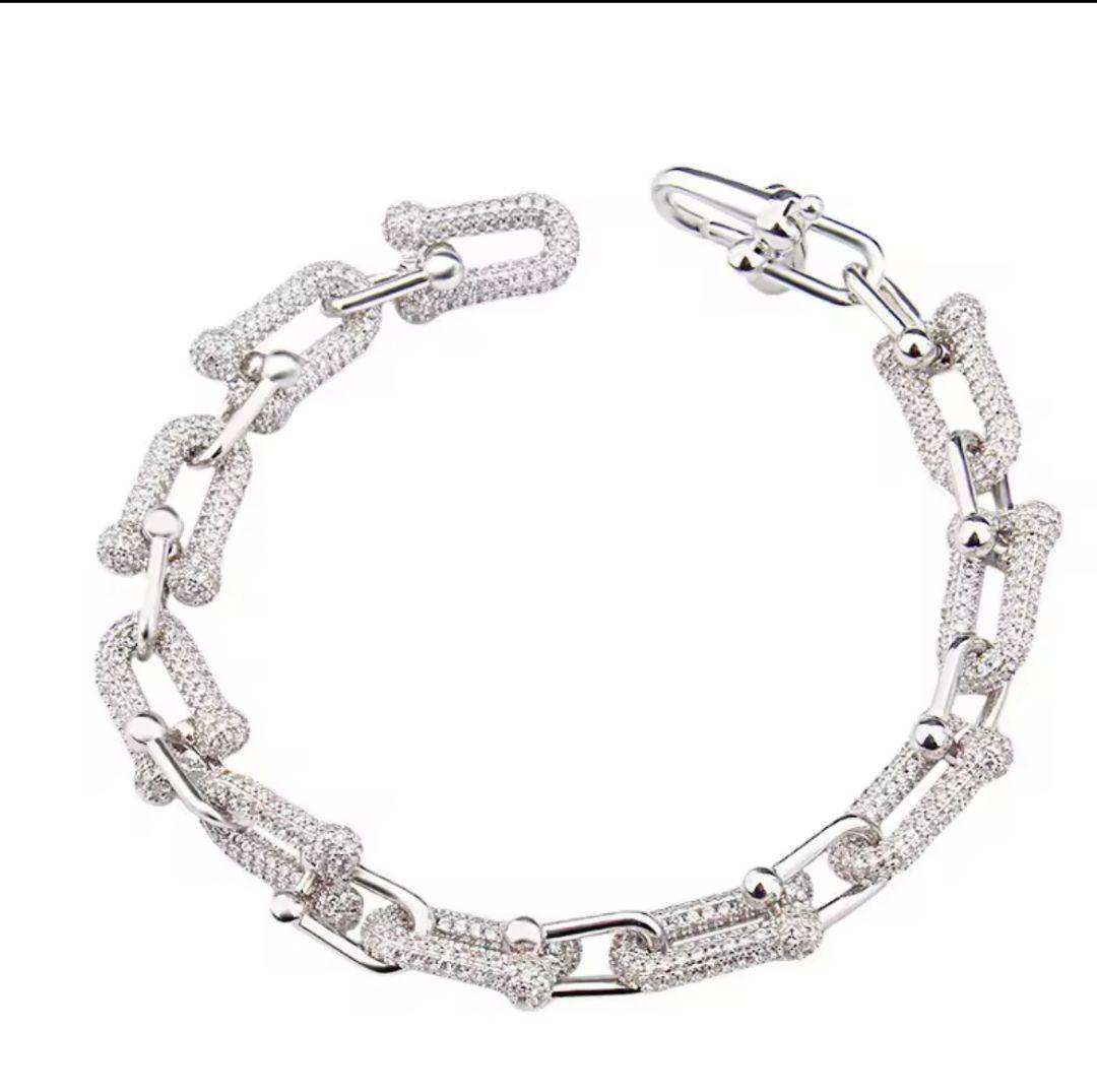 高級感あふれる シルバー チェーンネックレス CZダイヤ装飾　石あり