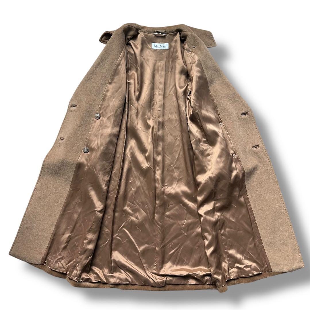 マックスマーラ カシミヤ混 ベルテッドコート チェスター キャメル マキシ丈