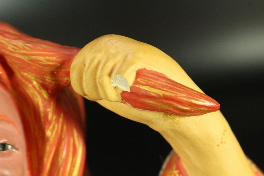 名工 初代 久世久宝作 猩々 置物 共箱 金銘(K-A224)