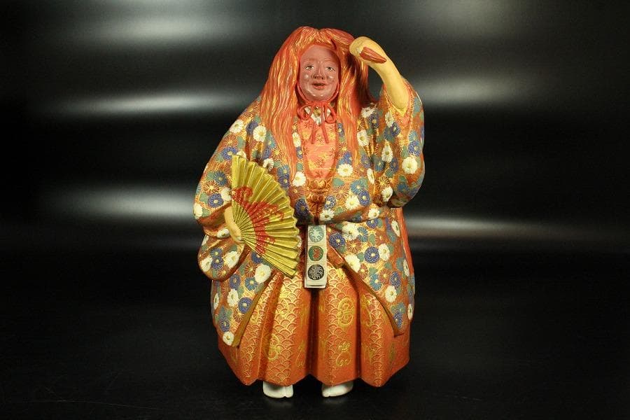 名工 初代 久世久宝作 猩々 置物 共箱 金銘(K-A224)