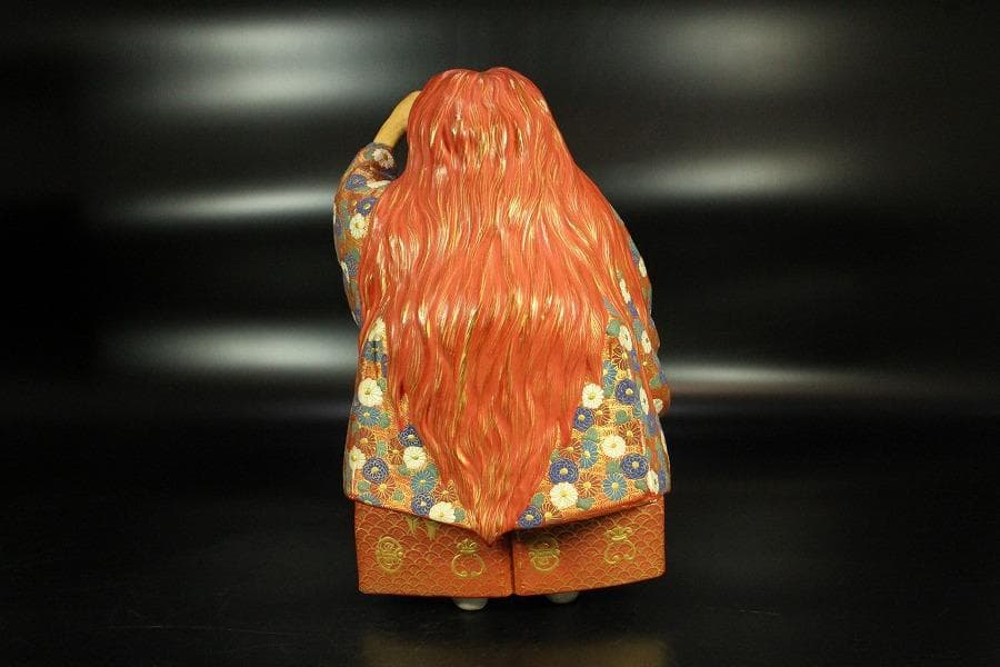 名工 初代 久世久宝作 猩々 置物 共箱 金銘(K-A224)