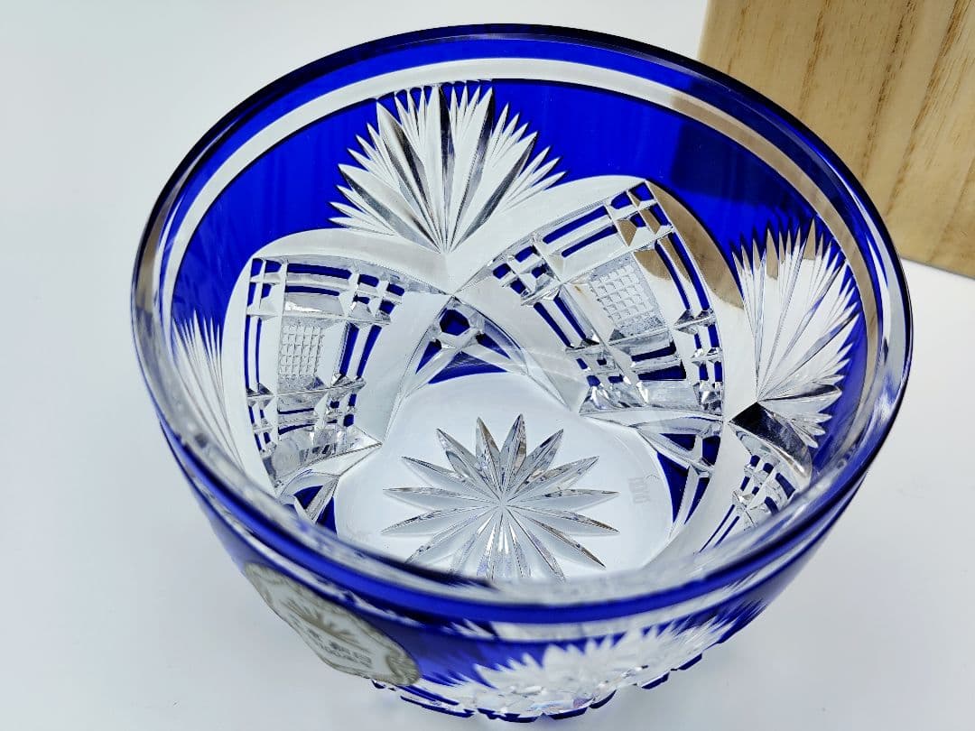 超希少品☆小林英夫 笹の葉切子鉢 遠藤兆映彫金蓋(切子、江戸切子、薩摩切子)