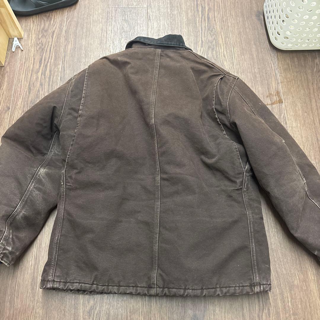 ブラウンデニムジャケット コーデュロイ襟付き