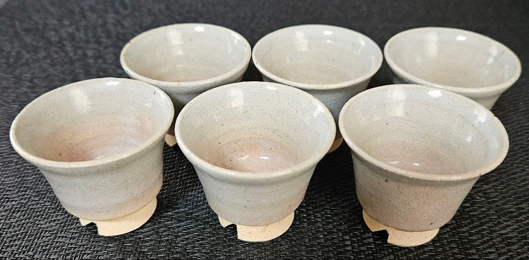 萩焼　秋芳陶苑　高野千山作　煎茶器揃い8点　茶注　湯冷まし　煎茶碗　共箱　煎茶具