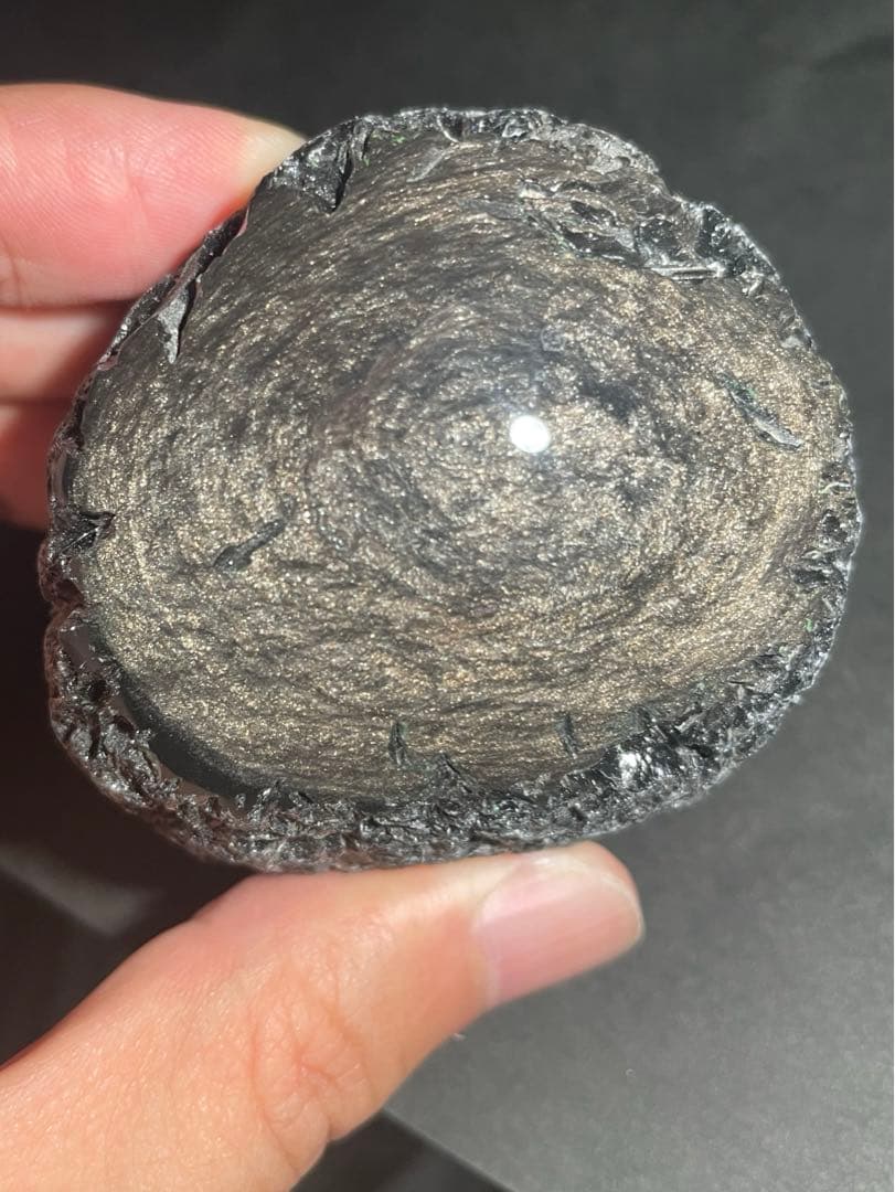 研磨品　十勝石玲瓏　ゴールデンマホガニーオブシディアン　特級品