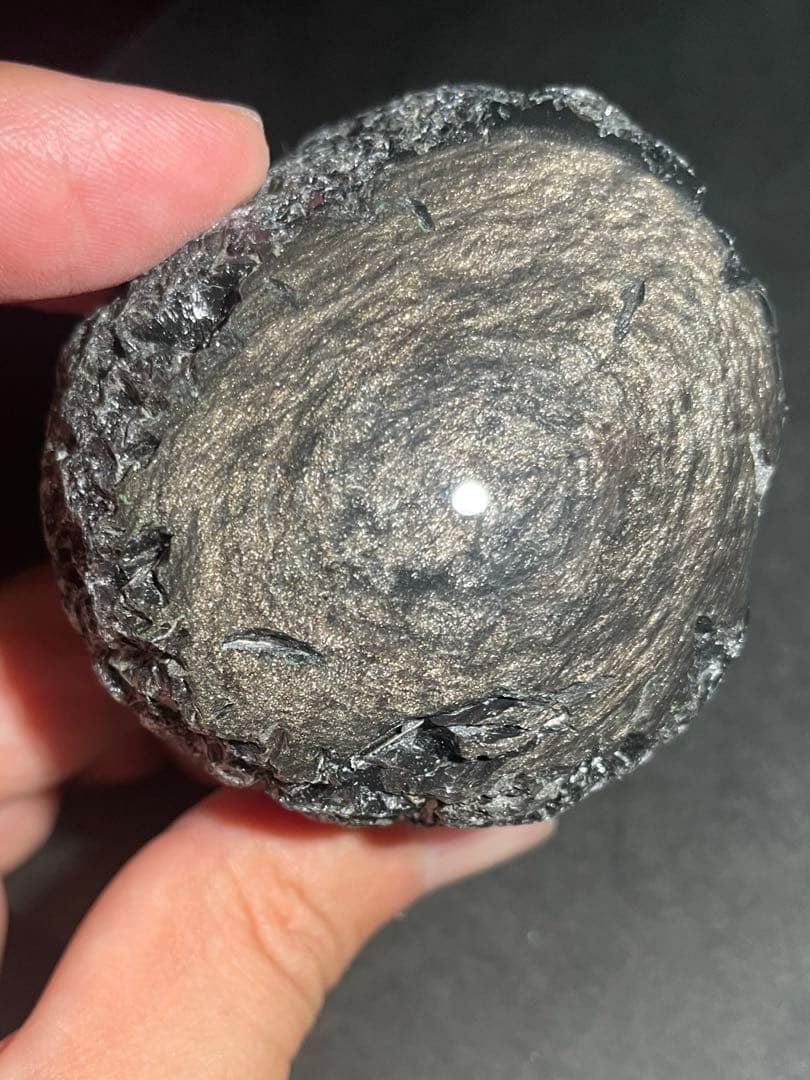 研磨品　十勝石玲瓏　ゴールデンマホガニーオブシディアン　特級品