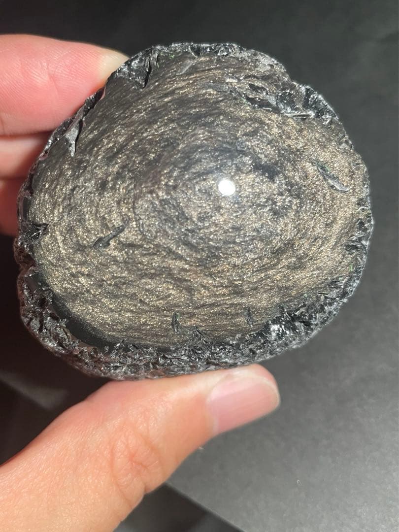 研磨品　十勝石玲瓏　ゴールデンマホガニーオブシディアン　特級品