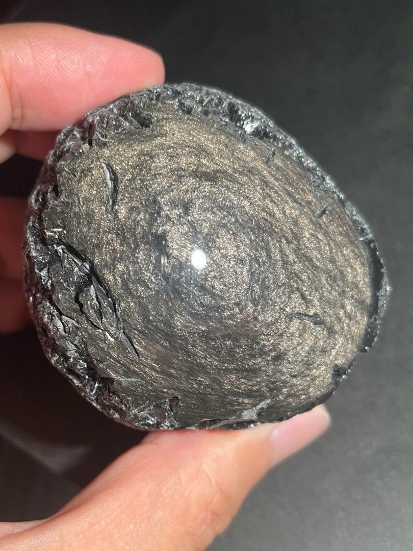 研磨品　十勝石玲瓏　ゴールデンマホガニーオブシディアン　特級品