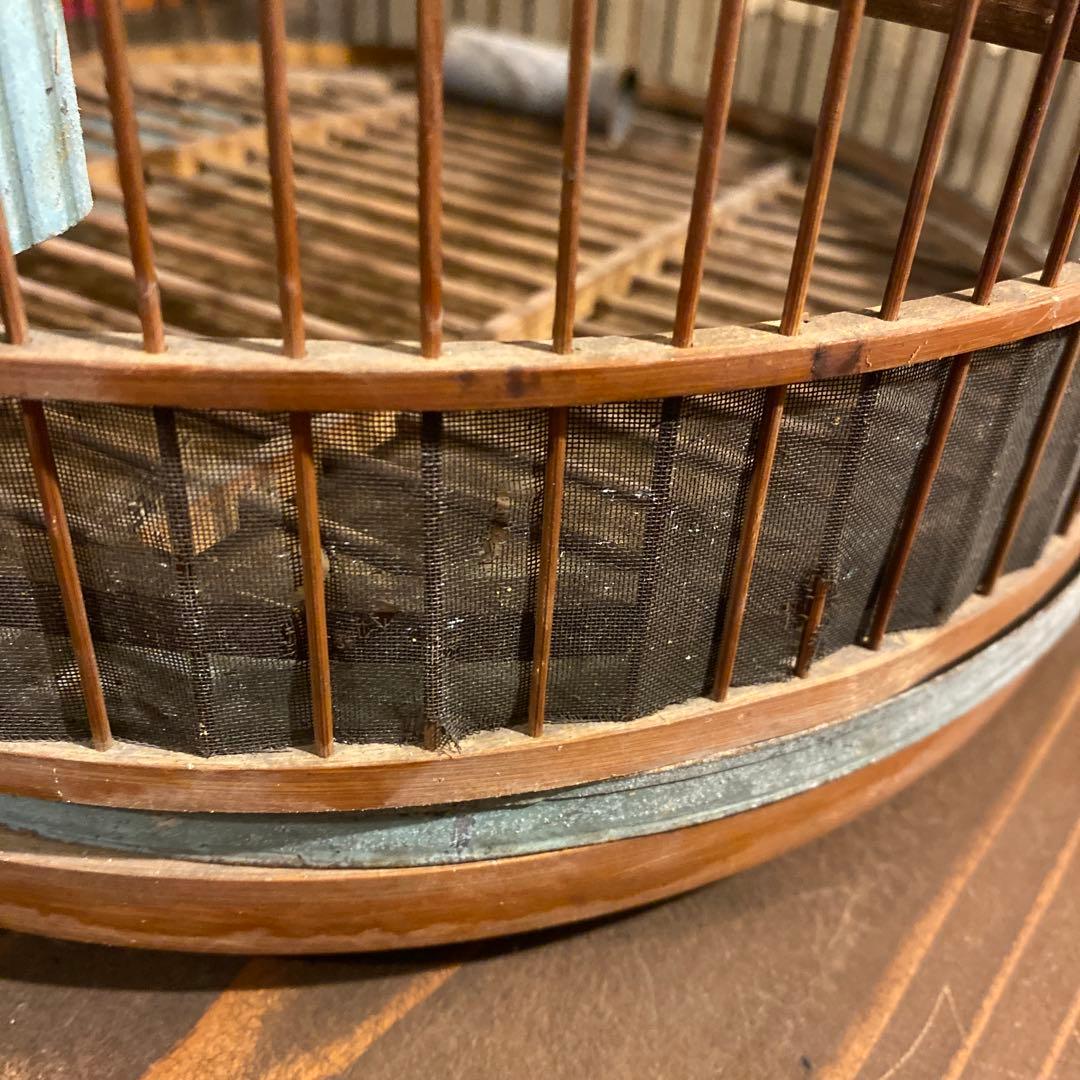 レトロ　鳥籠　竹と鉄製　ヴィンテージ