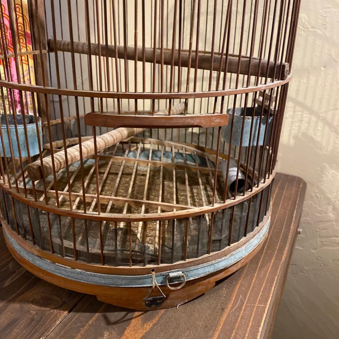 レトロ　鳥籠　竹と鉄製　ヴィンテージ
