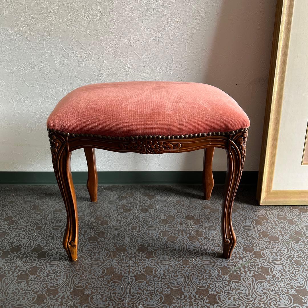 k523r108 クラシカルスツール オットマン エレガントなベロア座面 木製脚