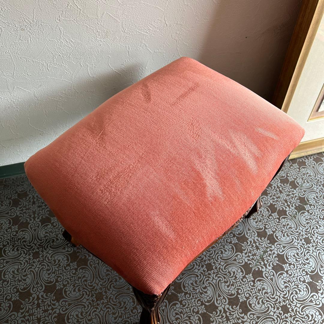 k523r108 クラシカルスツール オットマン エレガントなベロア座面 木製脚