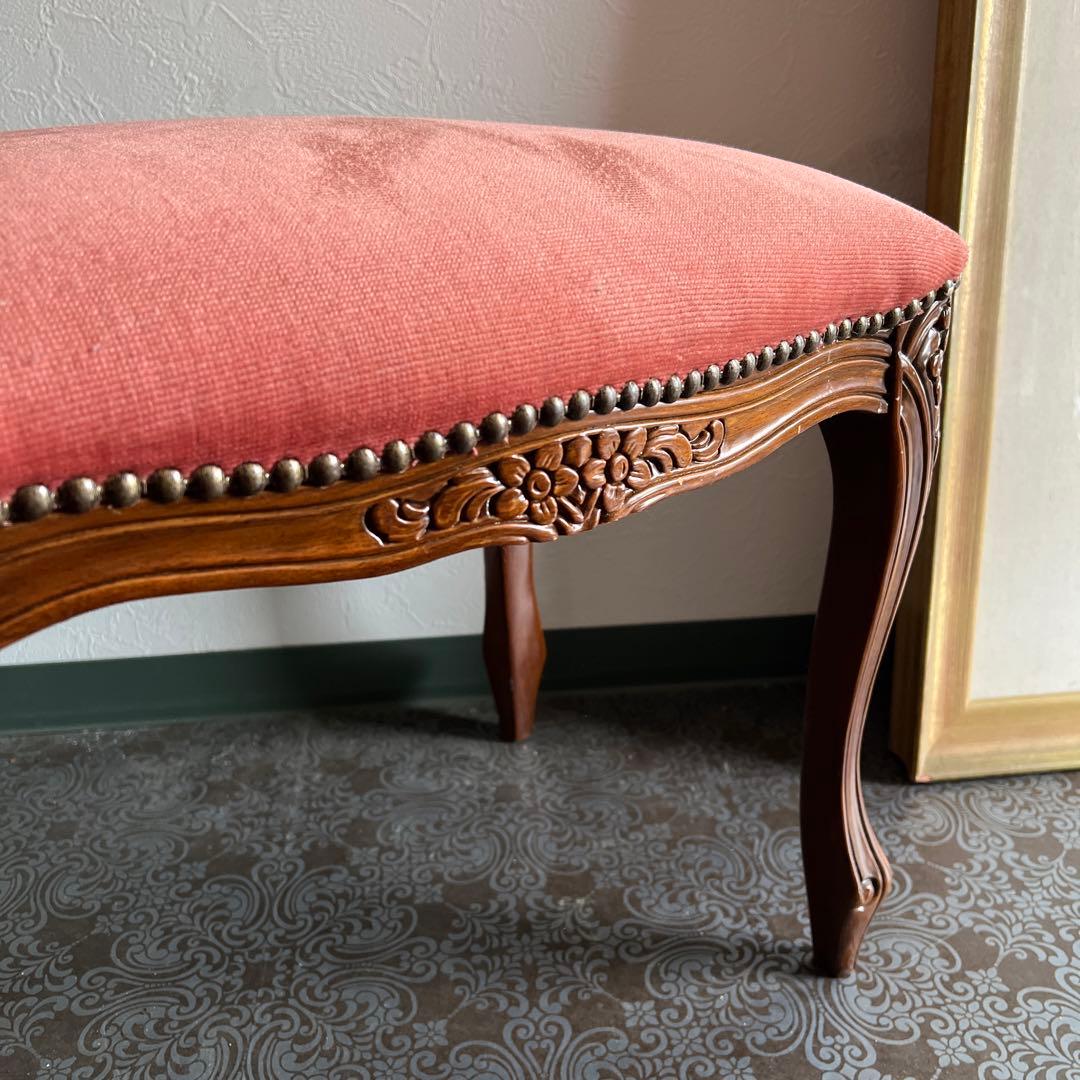 k523r108 クラシカルスツール オットマン エレガントなベロア座面 木製脚