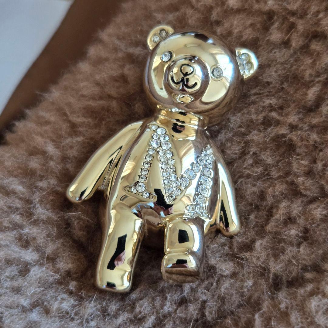 MaxMara テディ　シャイニーメタルブローチ