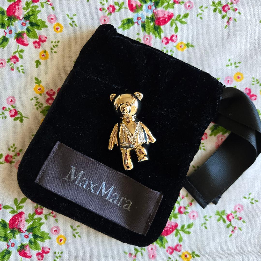 MaxMara テディ　シャイニーメタルブローチ