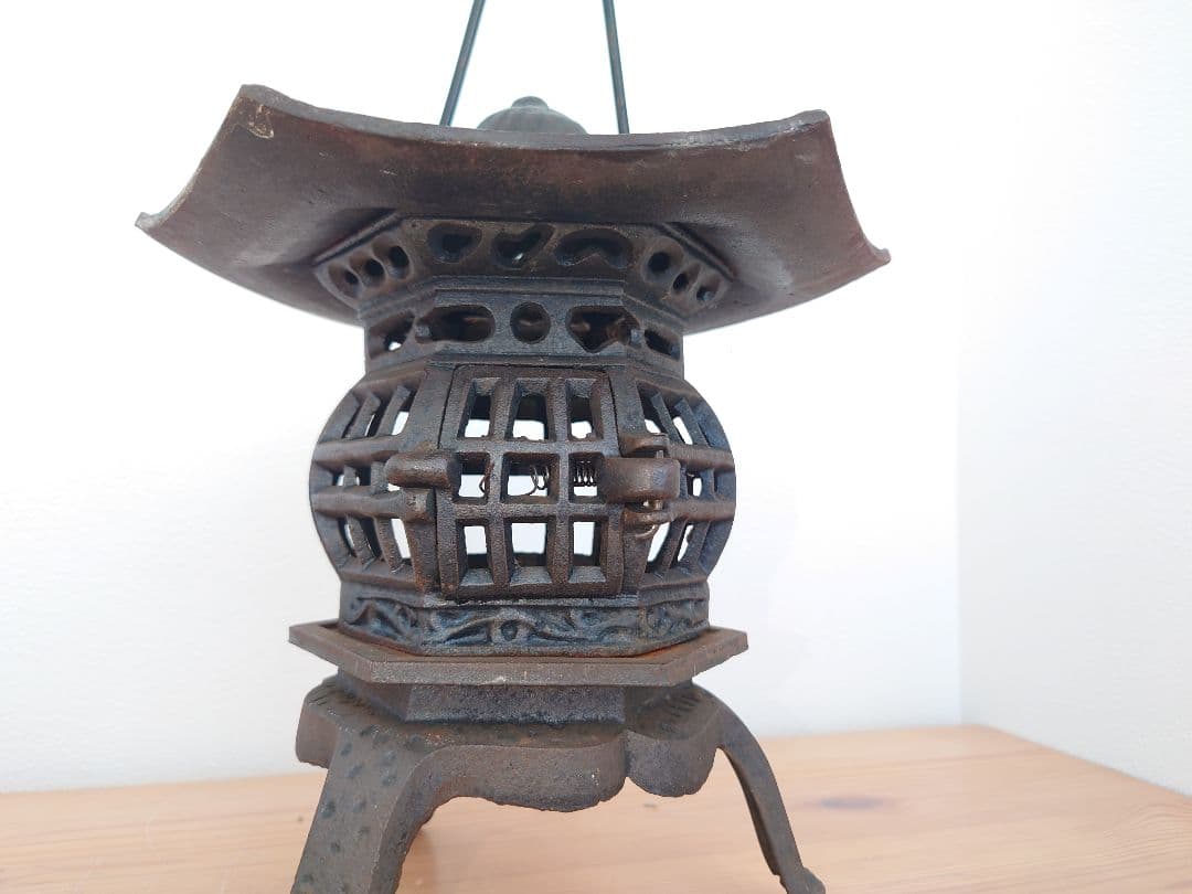 ★昭和レトロ 六角傘 鉄灯籠★古鉄 錆あり 古道具 アンティーク 吊り/置き