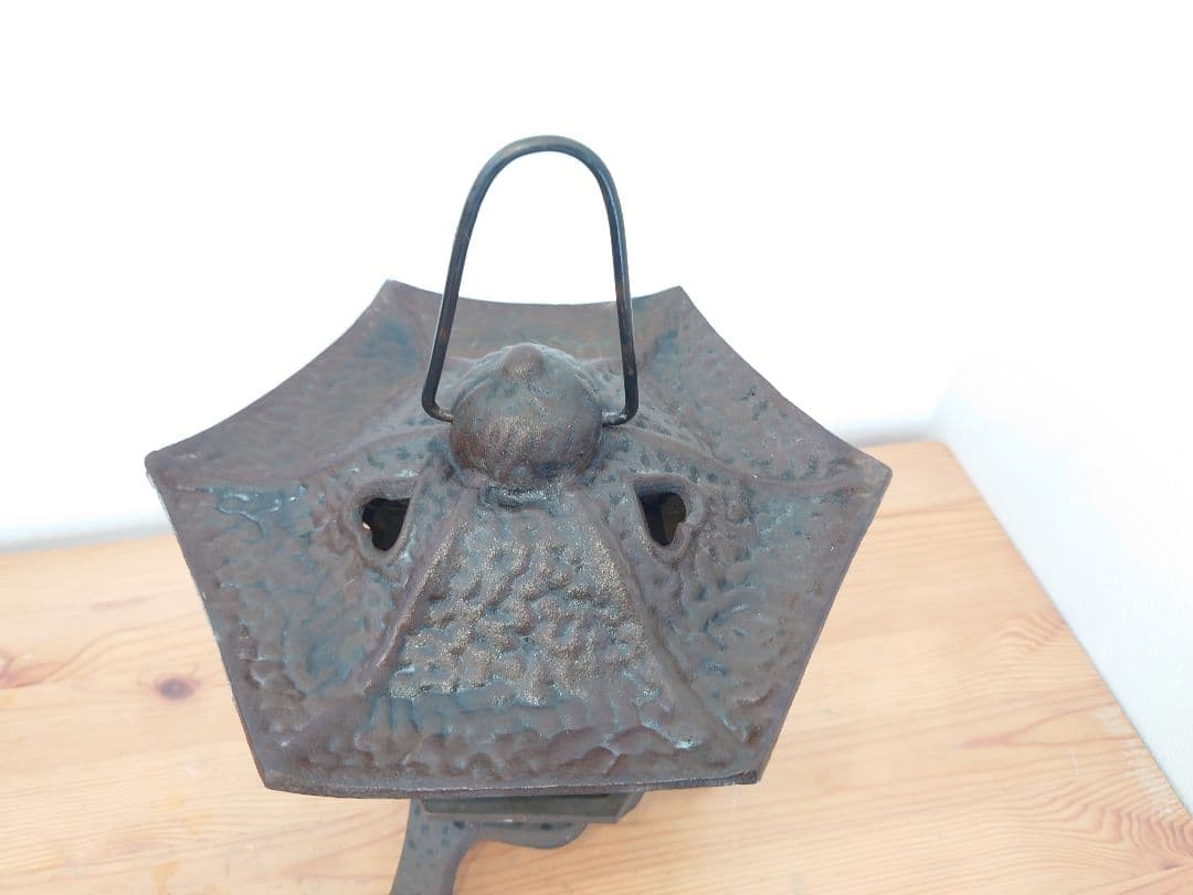 ★昭和レトロ 六角傘 鉄灯籠★古鉄 錆あり 古道具 アンティーク 吊り/置き