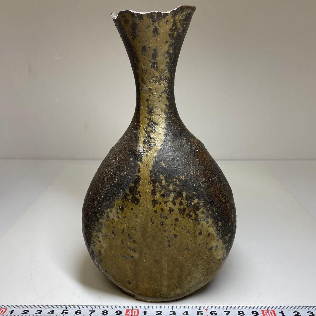 平安朝時代　桂又三郎極古備前扁鼓徳利　極〆箱付　高22㎝　東Y7-0404☆2F