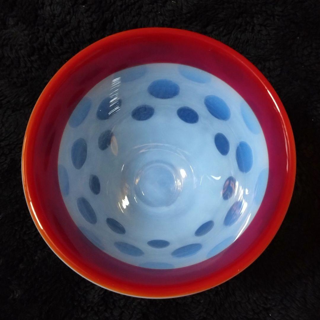 氷コップ　昭和レトロ　水玉　赤　レッド