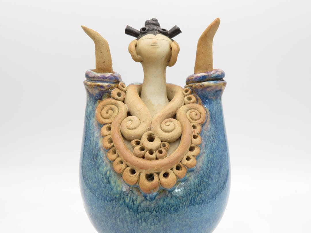 青芳人形 1点 陶器人形 森元青芳 砥部焼 オブジェ 置物 インテリア