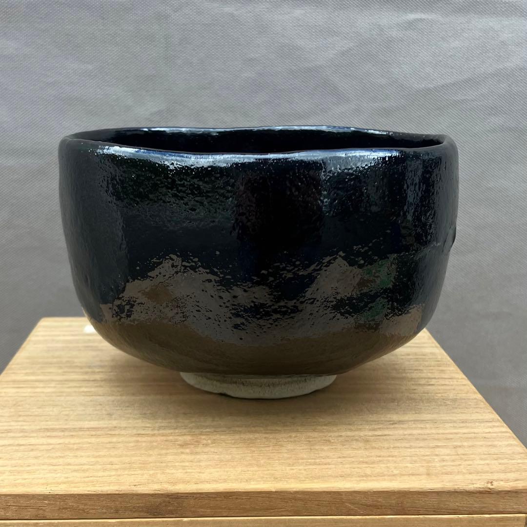 服部幸楽造 のんこう作 千鳥写 黒楽茶碗 細合喝堂書付 共箱