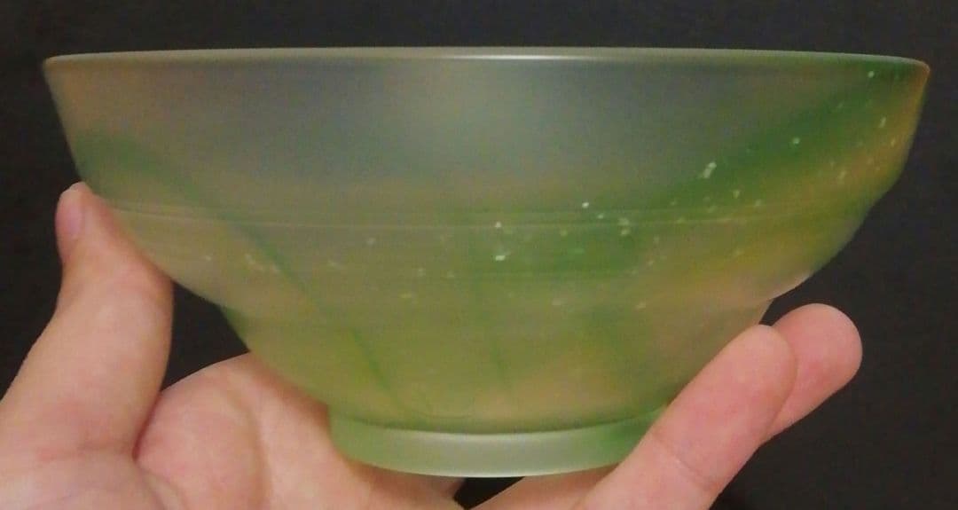 関吉昭作　硝子　竹絵　茶碗　共箱　茶道具