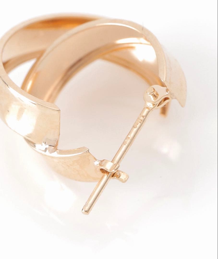 Lilas ワイドラインクロスフープピアス K10（両耳）