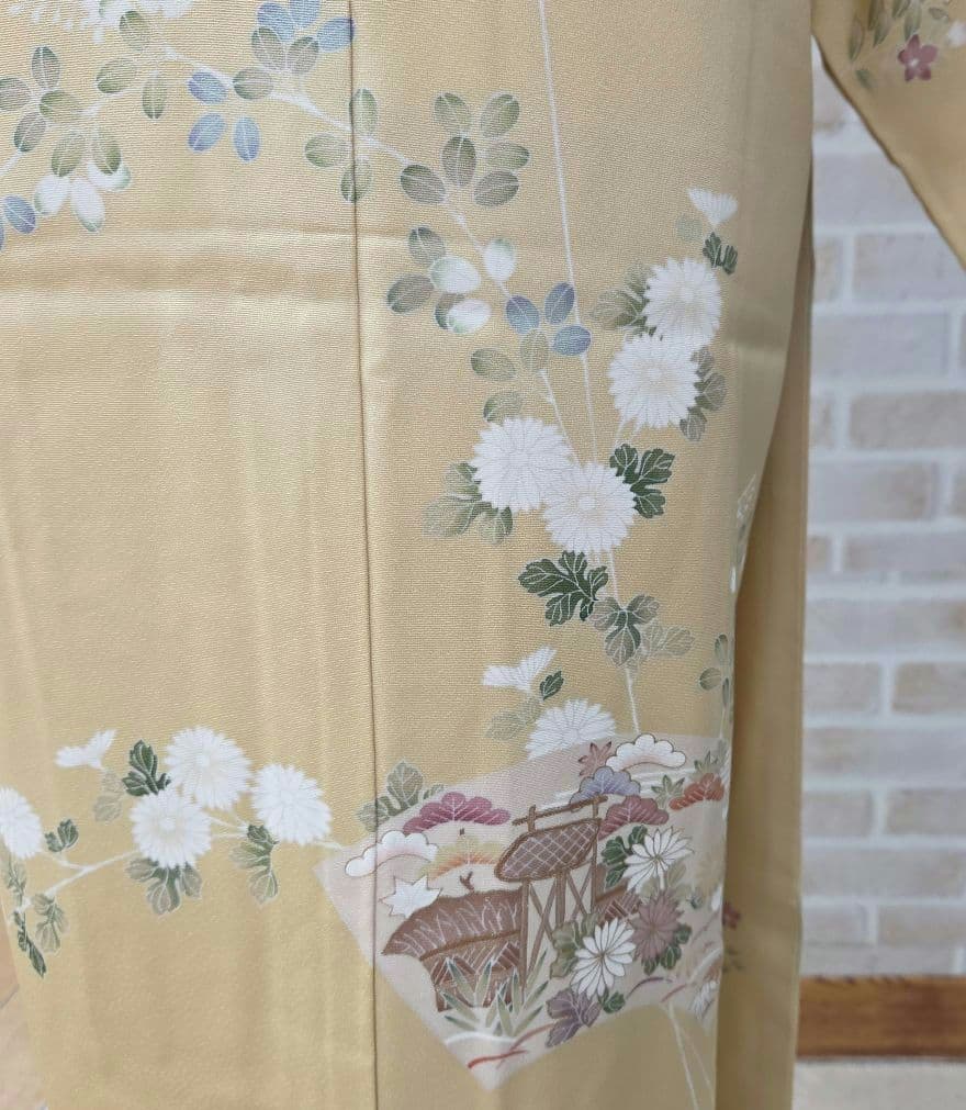 トールサイズ訪問着4点フルセット、着物、袋帯、帯締め、帯揚げ